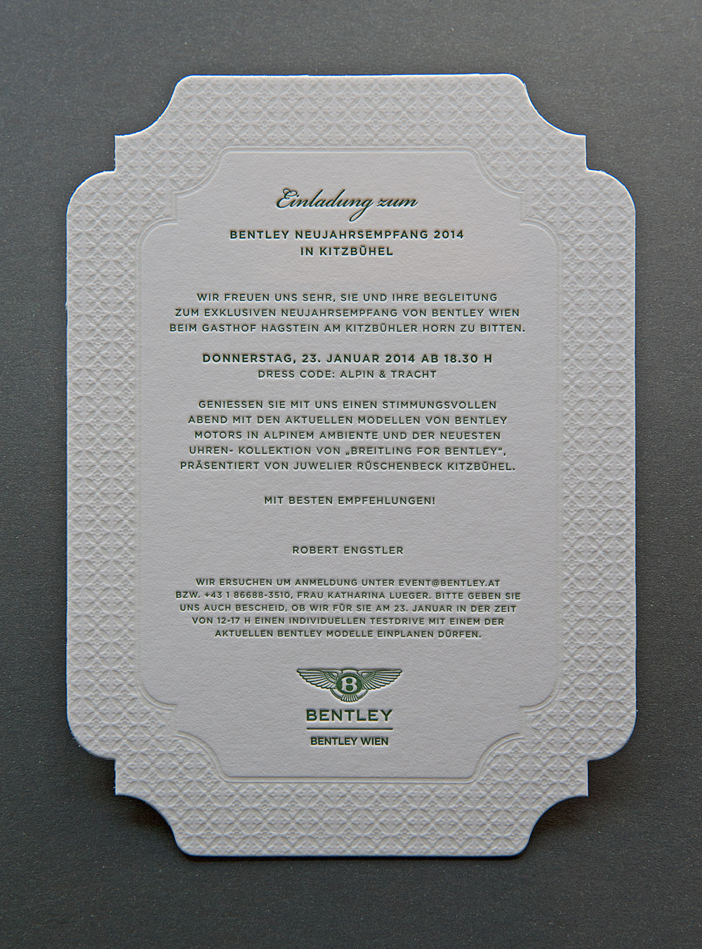 Bentley Wien Einladung