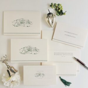 Letterpress Einladungskarten zur Berghochzeit in Kitzbühel, Hochzeitskarten für Trachtenhochzeit
