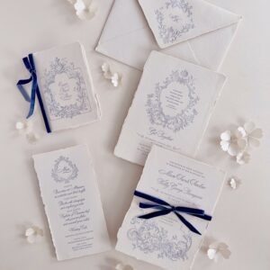 Edle Fine Art Hochzeitskarten -Set im Letterpress bedruckt, auf handgeschöften Papier für eine Traumhochzeit in der Toscaba