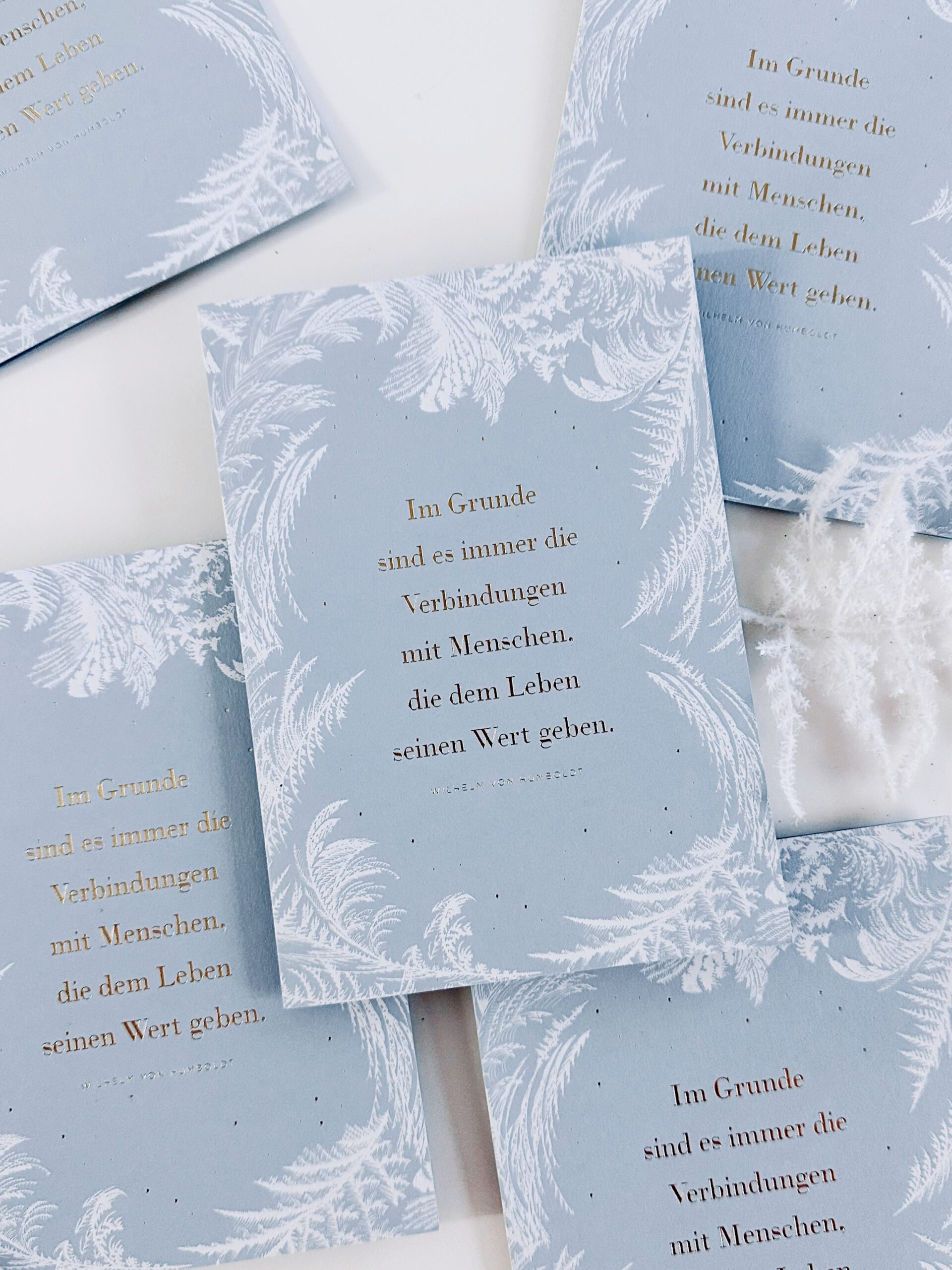 Exklusive Weihnachtskarte mit Eiskristallen – Letterpress & Folienprägung