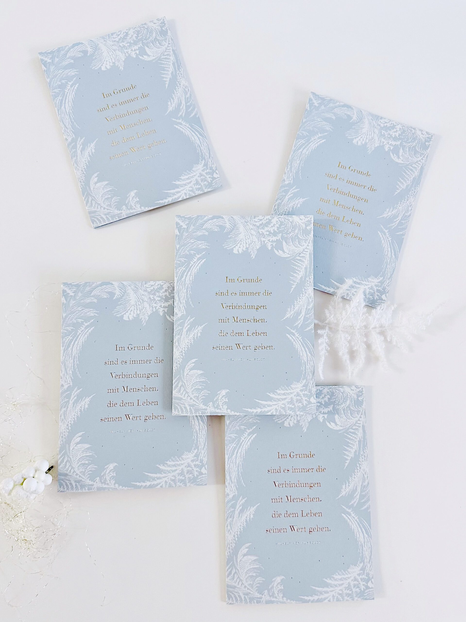 Exklusive Weihnachtskarte mit Eiskristallen – Letterpress & Folienprägung
