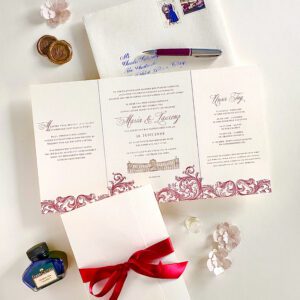 Klassisch-elegante Hochzeitseinladung als Klappkarte für eine Hochzeit in der Wiener Hofburg – Design Maria von Herz & Co